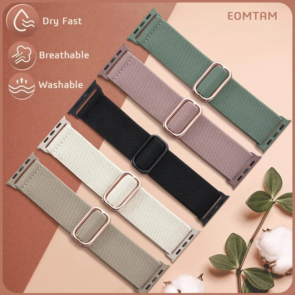 5 Pack Elastic Watch Bands for Apple Watch 38 40 41 42 mm Nylon Sport Strap
